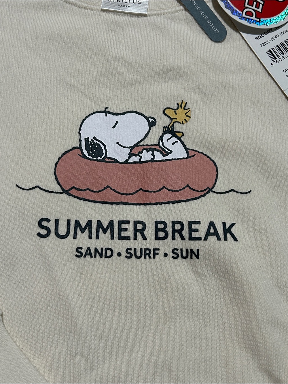 Cyrillus PEANUTS -Cream 'Summer Break' Snoopy Crewneck Sweatshirt Sz: 10 - Picture 3 of 6